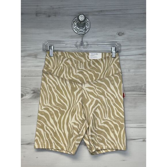 Old Navy Bike Shorts Womens Medium Tan Zebra PowerChill Go-Dry Mid Rise - Picture 1 of 13